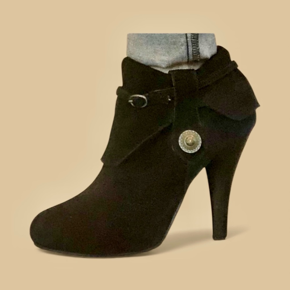 Unlisted Black Leather Upper Suede Bootie